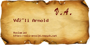 Váli Arnold névjegykártya